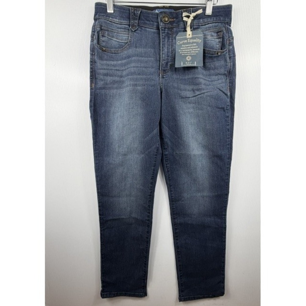 Democracy Jeans Womens 10 Absolution Patriot Straight Leg Blue Stretch Denim